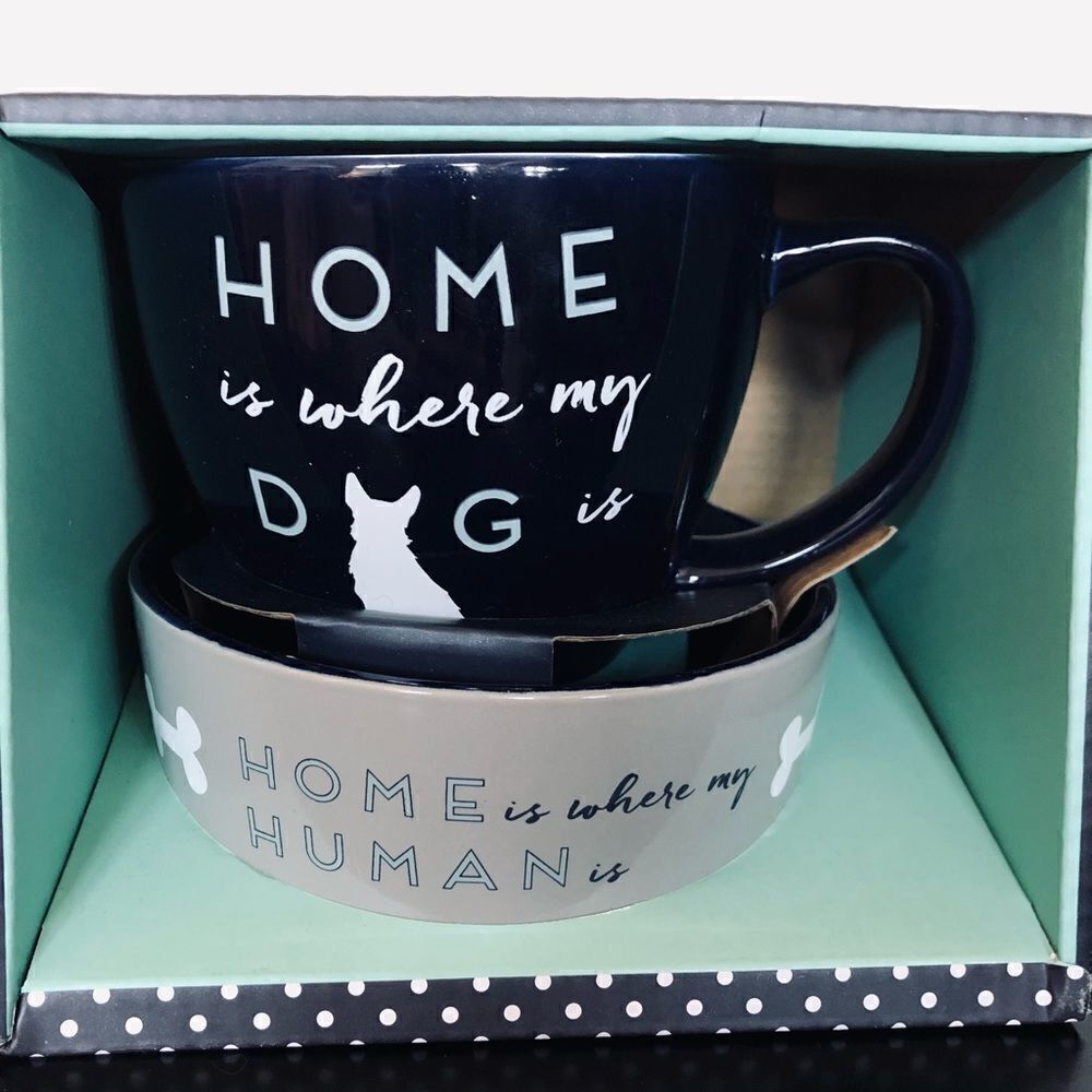 Home is Where My Dog / Human Is Ceramic Mug & Dog Bowl Gift Set